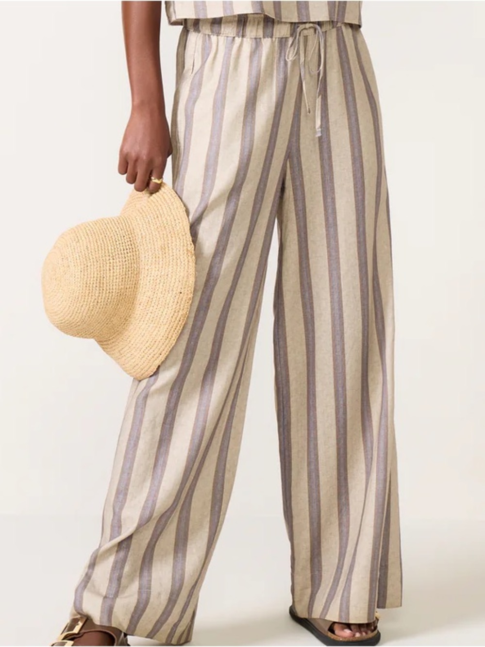 Z SUPPLY X EVEREVE LEAH LINEN STRIPE PANT - L